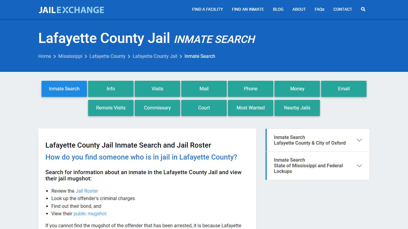 Inmate Search: Roster & Mugshots - Lafayette County Jail, MS